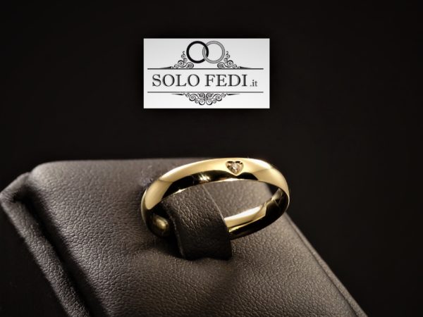 Polello - Fede Cuore in oro Giallo con Diamante - Solo Fedi Torino