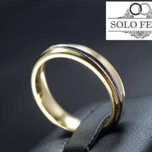 Fede Comoda SATURNO Oro giallo-bianco con DIAMANTE