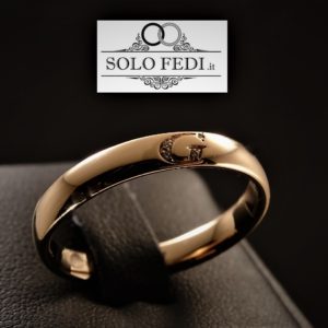 Polello - Fede con iniziale e Diamanti - Oro rosa - Solo Fedi Torino