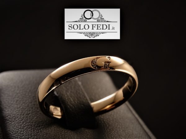 Polello - Fede con iniziale e Diamanti - Oro rosa - Solo Fedi Torino