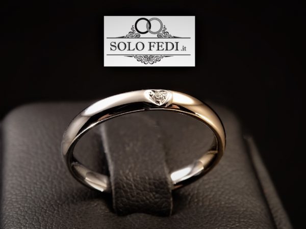 Polello - Fede Cuore in oro bicolore con Diamante - Solo Fedi Torino