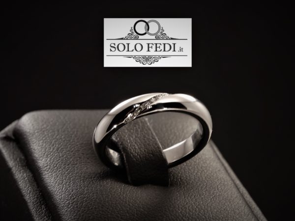 Polello - Fede classica in oro bianco e Diamanti - Solo Fedi Torino