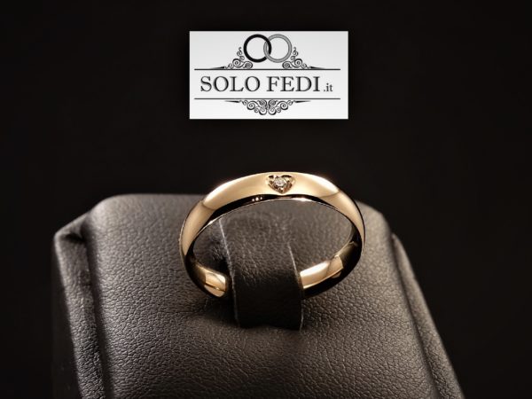 Polello - Fede Cuore in oro Rosa con Diamante - Solo Fedi Torino