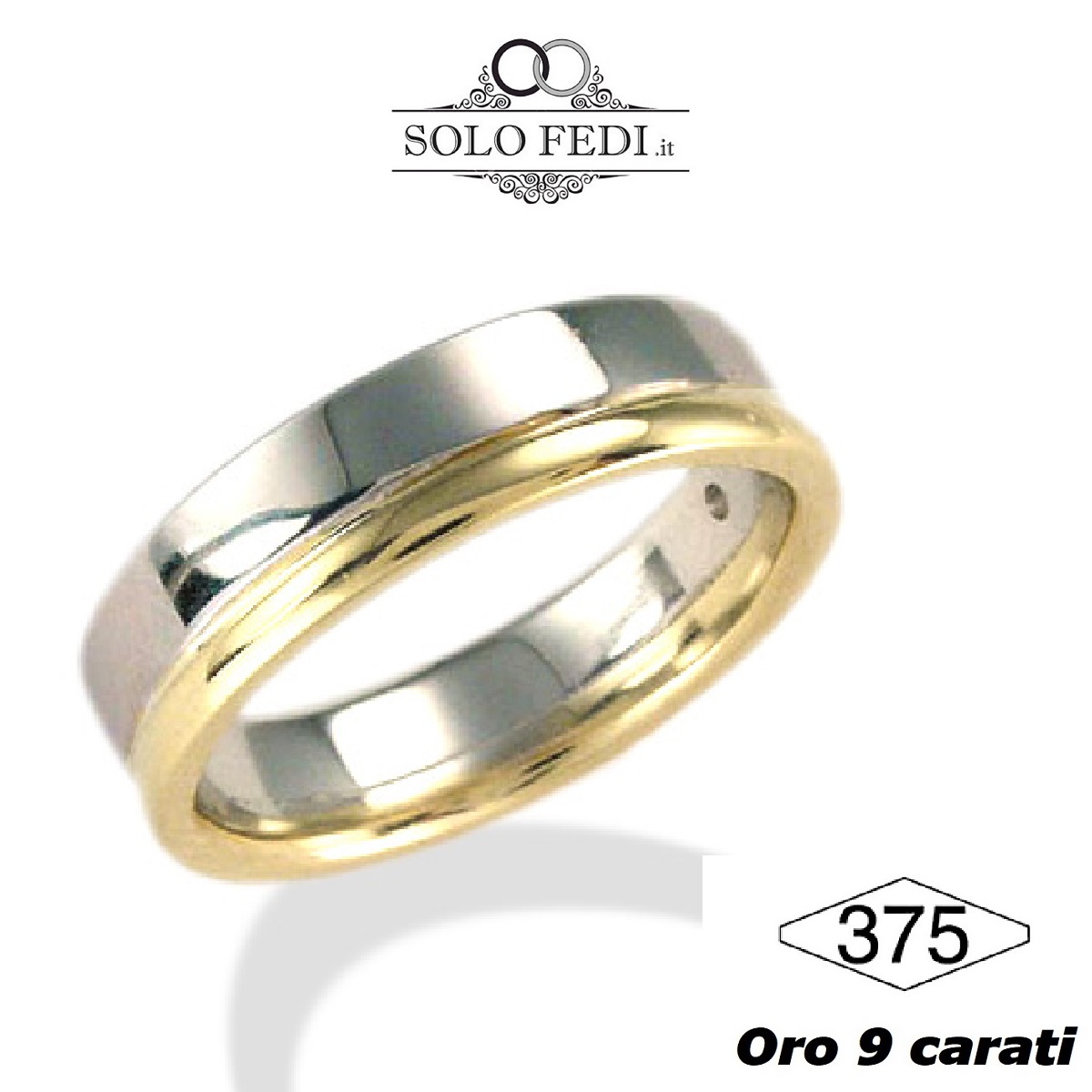Fede doppia ORO BIANCO e GIALLO 9 carati Fede doppia ORO BIANCO e GIALLO 9 carati - Solo Fedi Torino