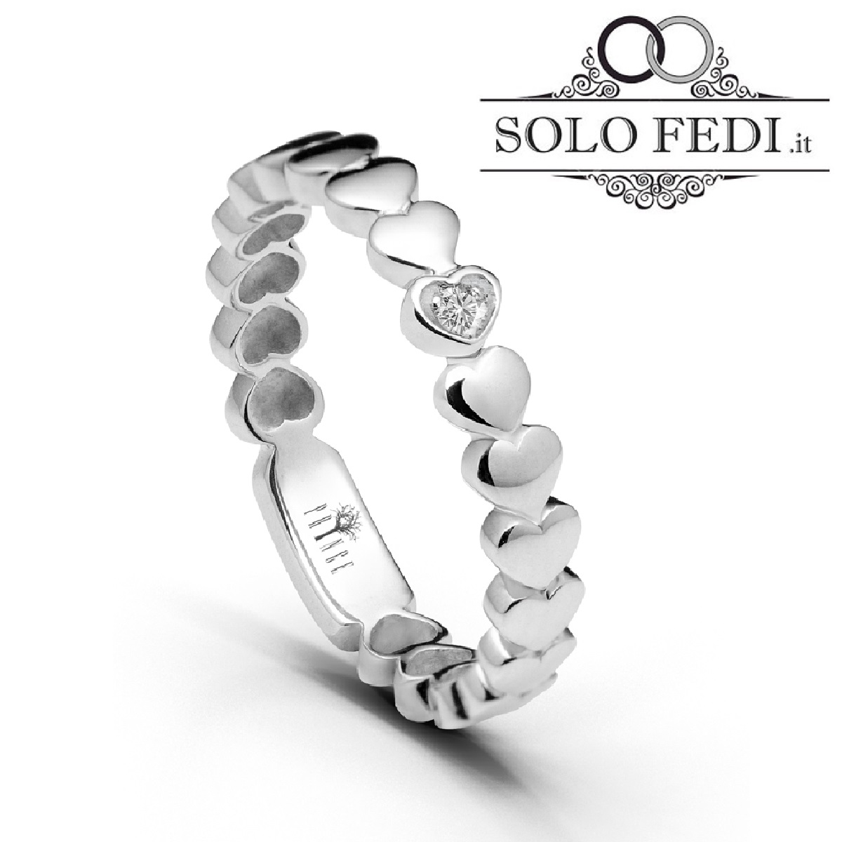 Polello Anello Fedina a CUORI con DIAMANTE - Solo Fedi Torino Polello Anello Fedina a CUORI con DIAMANTE - Solo Fedi Torino